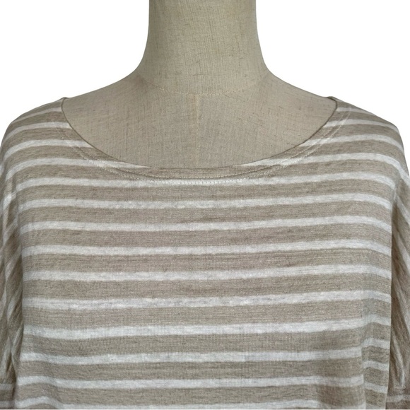 Saint James x Jenni Kayne Rue Drop Shoulder Linen Long Sleeve Tee Oatmeal Stripe - Picture 6 of 14